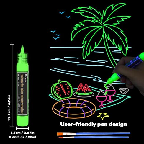 Roizefar Glow in the Dark Paint, 10 Colors Permanent Fabric Paints in Saudi Arabia