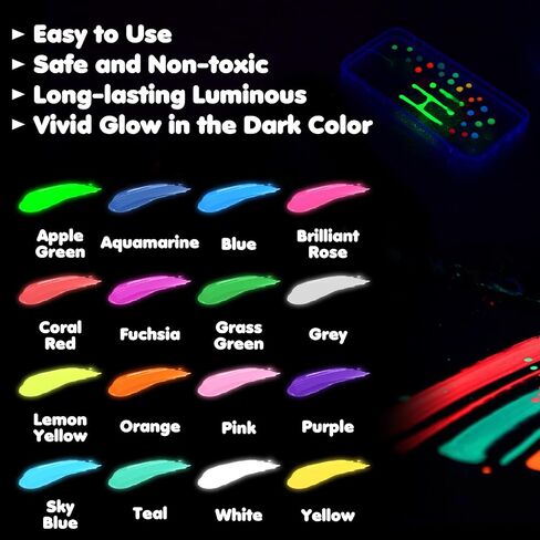 Roizefar Glow in the Dark Paint, 10 Colors Permanent Fabric Paints in Saudi Arabia