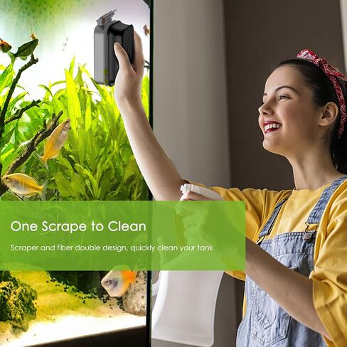 AQQA Magnetic Aquarium Fish Tank Cleaner Fish Tank Glass Algae Scraper Glass Cleaner Scrubber Floating Clean Brush Suitable for Freshwater and Saltwater (S) in Saudi Arabia