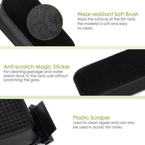 AQQA منظف حوض السمك المغناطيسي لخزان الأسماك، مكشطة زجاجية للطحالب، منظف زجاجي، فرشاة تنظيف عائمة مناسبة للمياه العذبة والمياه المالحة (S) in Kuwait