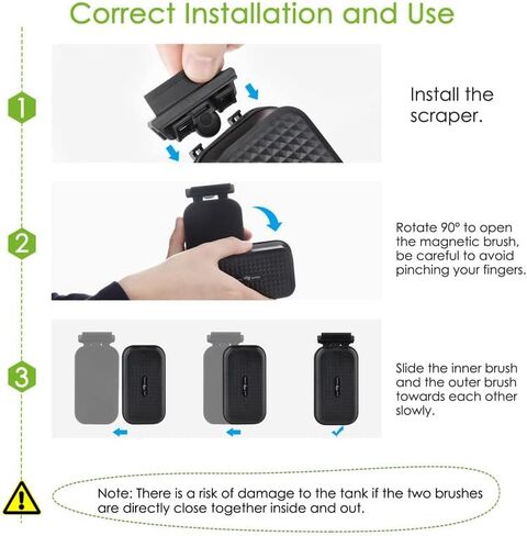 AQQA منظف حوض السمك المغناطيسي لخزان الأسماك، مكشطة زجاجية للطحالب، منظف زجاجي، فرشاة تنظيف عائمة مناسبة للمياه العذبة والمياه المالحة (S) in Kuwait