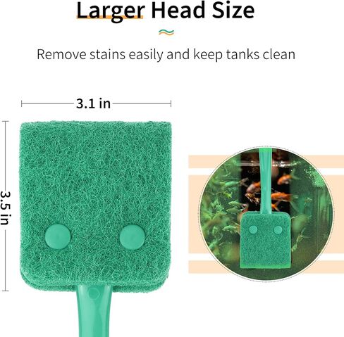 Pawfly Fish Tank Cleaning Tools Aquarium Algae Scraper Sponge Brush Cleaning Scrubber with 10 inch Non-Slip Handle for Glass Fish Tanks in Kuwait