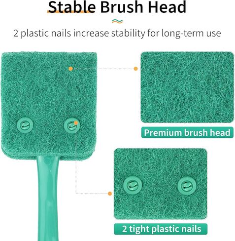 Pawfly Fish Tank Cleaning Tools Aquarium Algae Scraper Sponge Brush Cleaning Scrubber with 10 inch Non-Slip Handle for Glass Fish Tanks in Kuwait