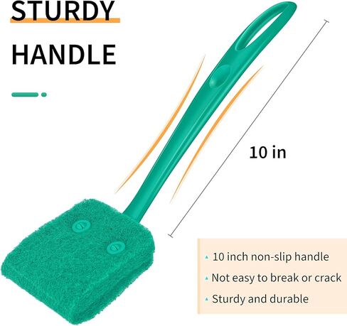 Pawfly Fish Tank Cleaning Tools Aquarium Algae Scraper Sponge Brush Cleaning Scrubber with 10 inch Non-Slip Handle for Glass Fish Tanks in Kuwait