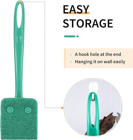 Pawfly Fish Tank Cleaning Tools Aquarium Algae Scraper Sponge Brush Cleaning Scrubber with 10 inch Non-Slip Handle for Glass Fish Tanks in Kuwait
