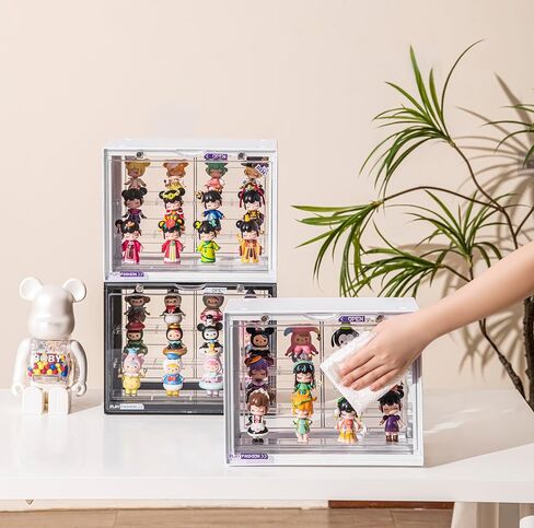 حافظة عرض شفافة للأشكال، حامل عرض قابل للتعديل من 3 طبقات، صندوق عرض أكريليك مع باب مغناطيسي، عرض مقاوم للغبار للمقتنيات، شخصيات Mini Funko Pop Popmart Action Figures (شفاف - عبوتان) in Kuwait