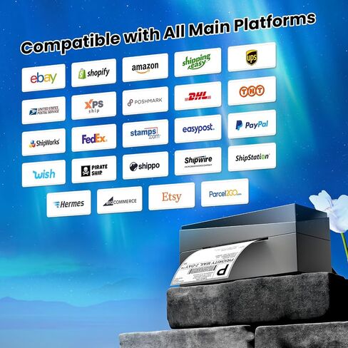 Bluetooth Thermal Label Printer 4x6, 249BT Shipping Label Printer for Small Business, 4x6 Thermal Shipping Label Printer for Shipping Packages, Compatible with USPS, Shopify, Amazon in Kuwait