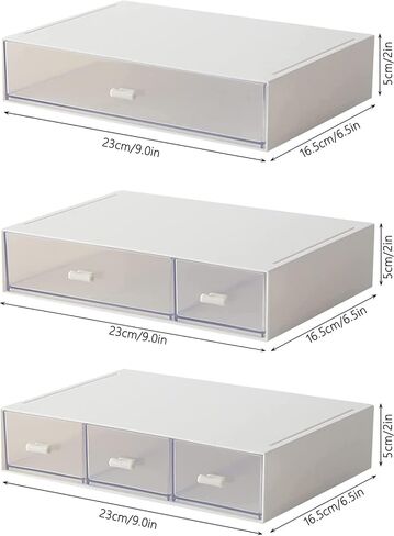 Desk Organizer-3 Tier Stackable Storage Drawers with 6 Compartments White Stackable Great for Makeup, Bathroom Organization Accessories Etc (White) in Saudi Arabia