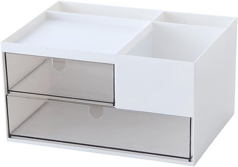 Desk Organizer-3 Tier Stackable Storage Drawers with 6 Compartments White Stackable Great for Makeup, Bathroom Organization Accessories Etc (White) in Saudi Arabia