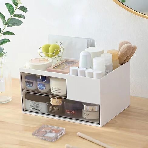 Desk Organizer-3 Tier Stackable Storage Drawers with 6 Compartments White Stackable Great for Makeup, Bathroom Organization Accessories Etc (White) in Saudi Arabia