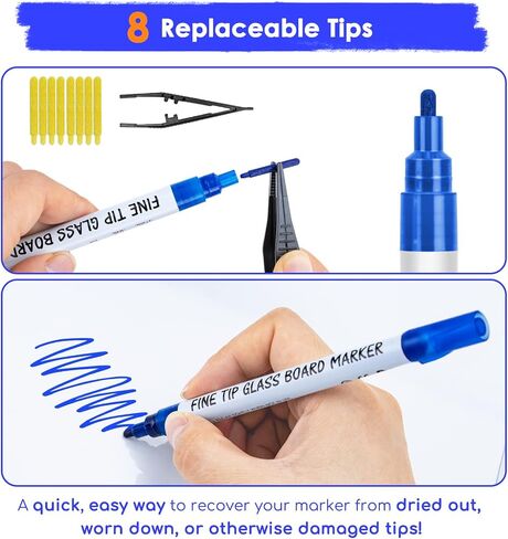 maxtek Neon Dry Erase Markers for Glass,Window Markers for Dry Erase Board,Chalkboard,LED Note Board,Acrylic Refrigerator Calendar,Chisel Tip,Low Odor,Assorted Colors,9 Count in Saudi Arabia