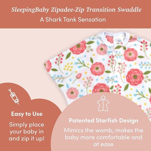 قماط SleepingBaby Zipadee-Zip Transition - بطانية قماط أطفال من الصوف بسحاب - ريحان صوف، مقاس متوسط ​​(6-12 شهرًا) in Saudi Arabia