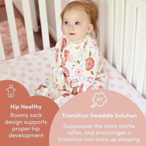 قماط SleepingBaby Zipadee-Zip Transition - بطانية قماط أطفال من الصوف بسحاب - ريحان صوف، مقاس متوسط ​​(6-12 شهرًا) in Saudi Arabia