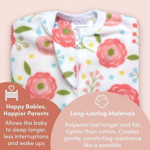 قماط SleepingBaby Zipadee-Zip Transition - بطانية قماط أطفال من الصوف بسحاب - ريحان صوف، مقاس متوسط ​​(6-12 شهرًا) in Saudi Arabia