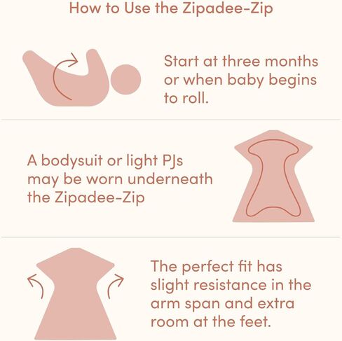 قماط SleepingBaby Zipadee-Zip Transition - بطانية قماط أطفال من الصوف بسحاب - ريحان صوف، مقاس متوسط ​​(6-12 شهرًا) in Saudi Arabia
