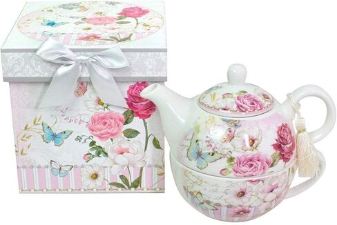 مجموعة Lightahead Bone China Tea لمجموعة واحدة بتصميم وردي، في صندوق هدايا جذاب مصنوع يدويًا وقابل لإعادة الاستخدام (مع خرزة وشريط) in Kuwait
