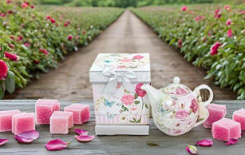 مجموعة Lightahead Bone China Tea لمجموعة واحدة بتصميم وردي، في صندوق هدايا جذاب مصنوع يدويًا وقابل لإعادة الاستخدام (مع خرزة وشريط) in Kuwait