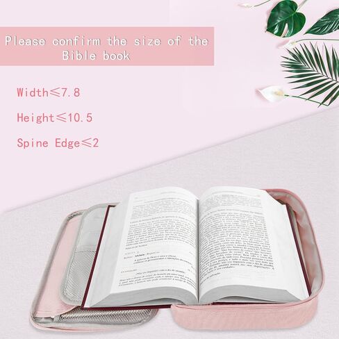 Large Bible Cover for Women, Bible Case with Handle and Zippered Pocket, Carrying Church Protective Bag with Bookmark and Book Fixing Straps, Gift for Women Men in Saudi Arabia