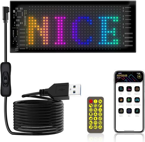 Maksone LED Sign for Car - 15"x4" Flexible LED Matrix Panel | DIY Programmable Scrolling Display | USB 5V Bluetooth Control | Perfect for Parties, Weddings, Festivals & More! in Saudi Arabia