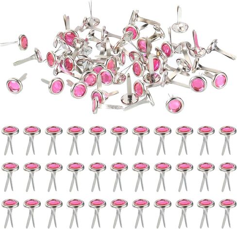 PATIKIL Paper Fasteners, 250 Pcs Mini Metal Rhinestone Round Head Fastener Split Pins for Craft Art Scrapbooking DIY Pins Supplies, Multicolored 0.5"x0.3" in Saudi Arabia