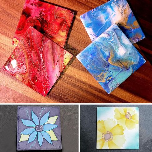 kukmakri 48 PCS Square Blank Ceramic Coasters - 4 x 4 Inch Unglazed Ceramic Coasters with Cork Backing Pads, Artistic Tile Coasters for DIY, Mosaics, & Crafts in Kuwait