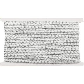 About 22 Yards White Braided Trim 1/4 Inch Braid Ribbon Trim Silver Woven Gimp Polyester Upholstery Lace Edge Trimming for Sewing Making Craft Gift Wrapping DIY Christmas Party Decor Supply