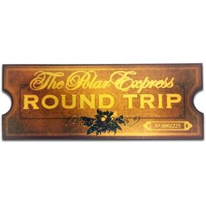 Polar Exp Round Trip Train Ticket Movie Replica Antique Gold Cardstock Heavy Paper Double-Sided for Christmas 8 x 3 inches (2)