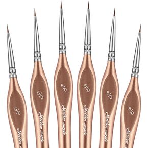 Detail Paint Brushes10/0, Golden Maple 6PC Extra fine Detail Miniature Paint Brush Very Fine Tip Paint Brush Set for Small Scale Models 40k Paint by Numbers for Adults - Acrylic Watercolor Oil, Blue