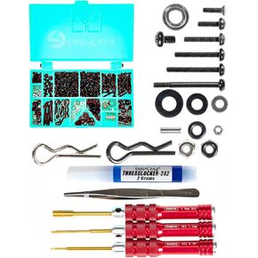 RampCrab Button Head Screws Kit for SCX24 & AX24 RC Car, 372Pcs, Come with Tools, Hardened Steel Grade 12.9 Screws, Bearing & Screws with Box for 1/24 RC Car SCX24, AX24