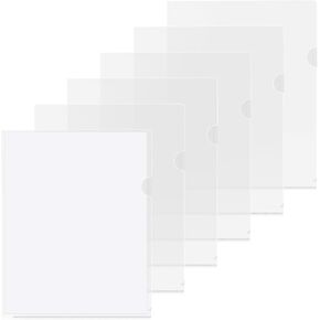 KTRIO Clear Folders Sleeves Plastic Documents Project Pockets 12 Pack, Fits Letter Size 8.5x11 Paper, L-Shaped File Jackets, Acid-Free Poly Plastic, Transparent