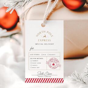 ThreeKin Pack of 50 Christmas Gift Tags, 2 x 3" Rectangle Tag with Pre-Punched Hole, Perfect Hanging Tags for Holiday Gifts, Christmas Presents, Events and Celebrations | Gift Wrap Tags