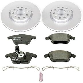Power Stop KOE2963 Front Autospecialty Replacement Brake Kit with Brake Rotors and Ceramic Brake Pads For 2015-2018 Audi Q3, Q3 Quattro | 2012-2020 VW Passat | 2009-2017 Volkswagen Tiguan
