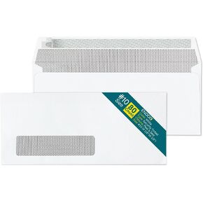 #10 Left Window Envelopes Self Seal - 80/pack - 4 1/8 x 9 1/2 inch - Business Envelopes #10 with Peel & Seal Closure, Security Tinted Envelopes for Invoices & Statements - White Envelopes Letter Size