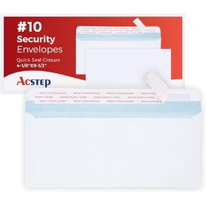 ACSTEP #10 Bussiness Envelopes Self Seal 100 Counts, White Security Envelopes Peel and Seal, Self Adhesive Tinted Envelopes Legal Letter Size 4 1/8 x 9 1/2, No Window, 24LB