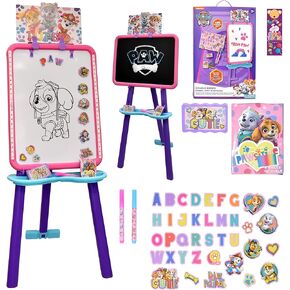 Paw Patrol Standing Art Easel for Kids, Toddler Drawing Dry Erase Magnetic Whiteboard, Chalkboard, Accessories and Bookmark
