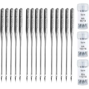 StiVerse 15PCS StiVerse Sewing Machine Needles, Needle HAX1 Sewing Needles, Universal Sizes 90/14 100/16 110/18 Heavy Duty Sewing Needles Machine for Embroidery Jeans,Thick Fabric Leather