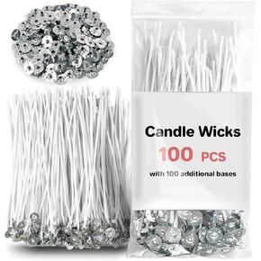 100 Candle Wicks for Candle Making - 6 Inch mechas para velas White Candle Wick Thick Cotton Candle Wicks Soy Wax Beewax Candle Making DIY Candle String pabilos