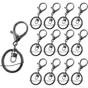 40Pcs Lobster Claw Clasp Keychain, Silver Metal Key Ring Swivel Snap Hook Keychain, Split Clasp Keychain Accessories for Jewelry, DIY and Craft Making