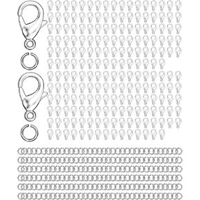 700Pcs Lobster Claw Clasps and Open Jump Rings Set, 12MM Necklace Clasp and Closures for DIY Jewelry Making Supplies
