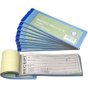 TSY TOOL 10 Pack Rent Receipt Book, Sales Receipt Invoice Book Carbonless Copy Duplicate 2 Parts 50 Sets 8.5" X 2.75"
