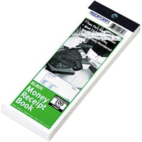 دفتر إيصالات الأموال، 2-3/4 × 7، نسخة طبق الأصل من الكربون، 100 مجموعة/كتاب