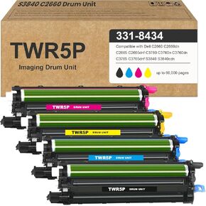 TWR5P C2660 S3840 331-8434 Imaging Drum Unit Replacement for Dell TWR5P S3840 C2660 331-8434 Drum Unit for C2660dn C2665dnf C3760n C3760dn C3765dnf S3840cdn S3845cdn Color Laser Printer (4-Pack)