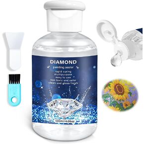 GRLELOU Diamond Painting Sealer 120ML, Diamond Painting Glue with Brush, 4 OZ Diamond Painting Kits for Adult Diamond Painting Accessories, Clear Glue Gloss Shine Effect for Diamond Painting Seal