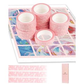 Diamond Painting Tape 12pcs Diamond Art Accessories and Tools, Diamond Painting Masking Tape, Diamond Art Tools Diamond Art Supplies Pink Washi Tape For Diamond Art Kit 0.59inch Width 60m Length Total