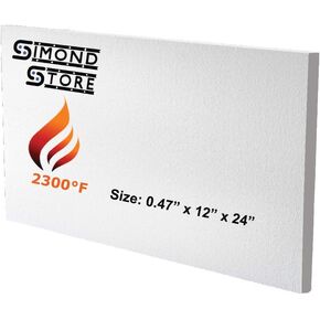 SIMOND STORE Ceramic Fiber Insulation Board - 2300F - 1/2 Inch x 19.7 Inch x 39.4 Inch - Ceramic Fiber Thermal Insulation Board for Wood Stoves Fireplaces Furnaces Forges Kilns Pizza Ovens