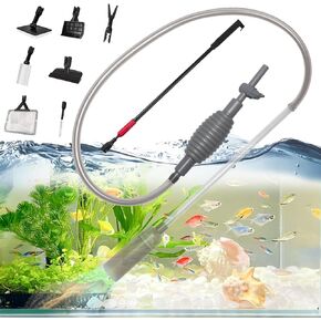 Aquarium Fish Tank Cleaning Kit Tools with Algae Scrapers set, 7 in 1 Fish Tank Gravel Cleaner, 40ft aquarium Siphon, Aquarium vacuum cleaning tools for Water Changing, Cleaning Gravel & Sand