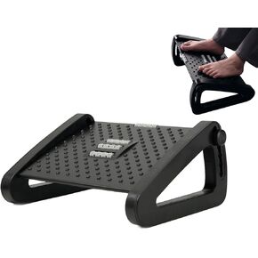 Adjustable Footrest Under Desk, Comfort Foot Stool at Work, 6-Position Multi-angle Adjustable Foot Pedal, Ergonomic Posture Support, Foot Support for Office and Home (Black)