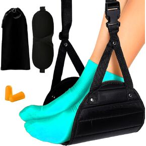 Foot Hammock for Plane Travel Accessories,Comfortable and Portable Airplane Foot Hammock,with Eye Mask and Earplugs,- Airplane Travel Essentials to Relax Your Feet，Best Gifts for People Who Travel