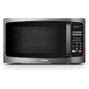 TOSHIBA EM925A5A-BS Countertop Microwave Oven, 0.9 Cu Ft With 10.6 Inch Removable Turntable, 900W, 6 Auto Menus, Mute Function & ECO Mode, Child Lock, LED Lighting, Black Stainless Steel