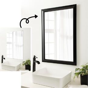 Amanti Art Bathroom Mirror Makeover Frame Border Kit - Fits a 60x36 inch Mirror - Mirror NOT Included - Grand Black Narrow Trim from WI, USA